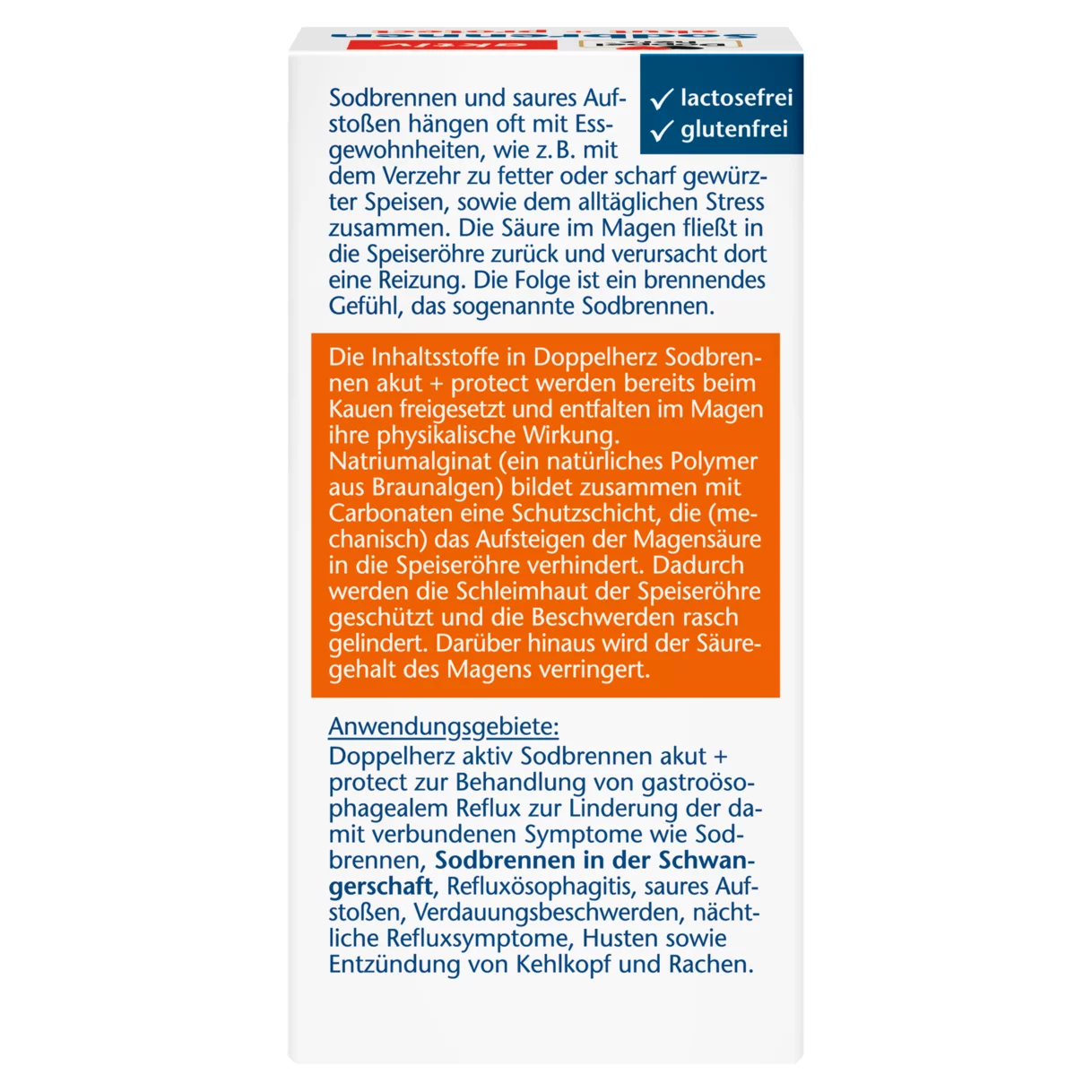 Abbildung der Produktverpackung Doppelherz aktiv Sodbrennen akut + protect Rückansicht